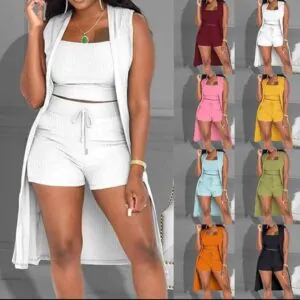 Complet chemise et chott - Couleurs Disponibles : Blanche, Noire, Grise, Rouge, Jaune, Bordeau  - Pour Femme-Ref : 18645